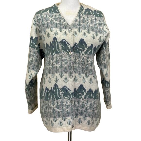 Colonial Concepts New Zealand sweater, blue/white, medium, grandpa cardigan - Picture 1 of 6